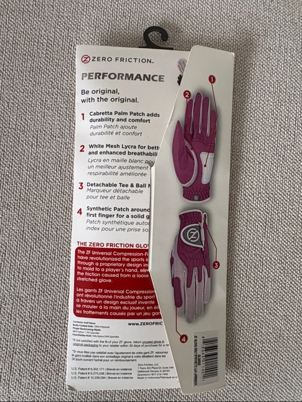 Zero Friction Ladies' Compression-Fit Golf Glove in Purple and White - Picture 6 of 12